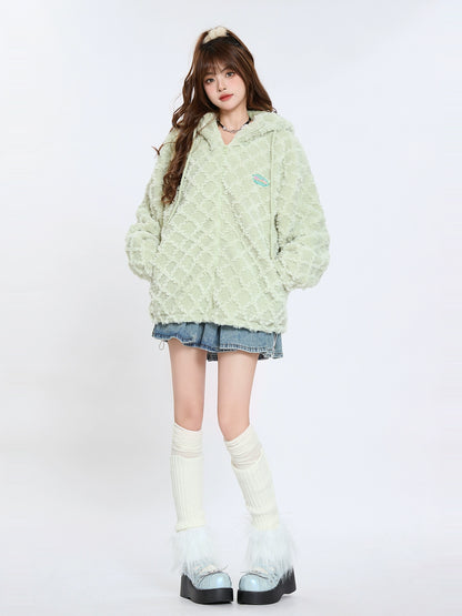 Bunny Ear Hood Plush Cotton Jacket