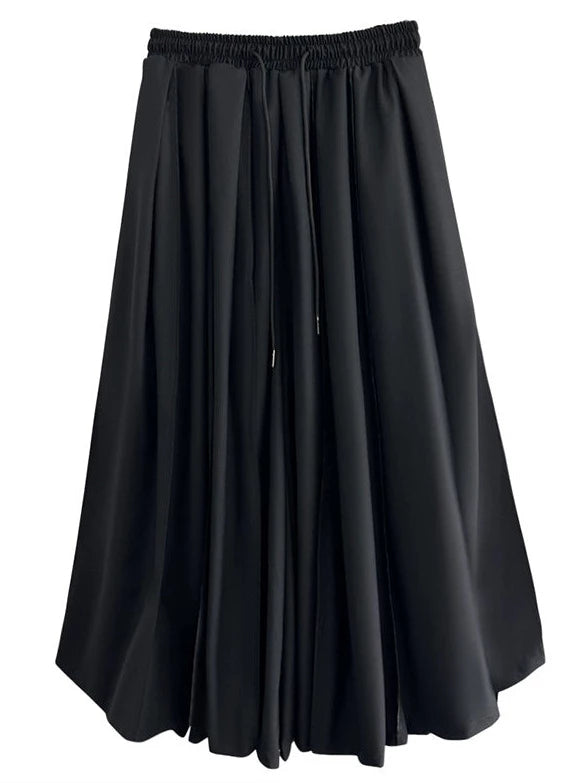 Ghost Girl Style Dark Pleated Skirt Wide Leg Pants