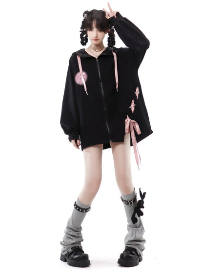 Pink ribon decoration Hoody Jewel Jacket & Setup