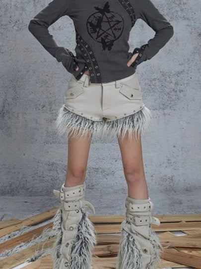 Fringe punk street shorts