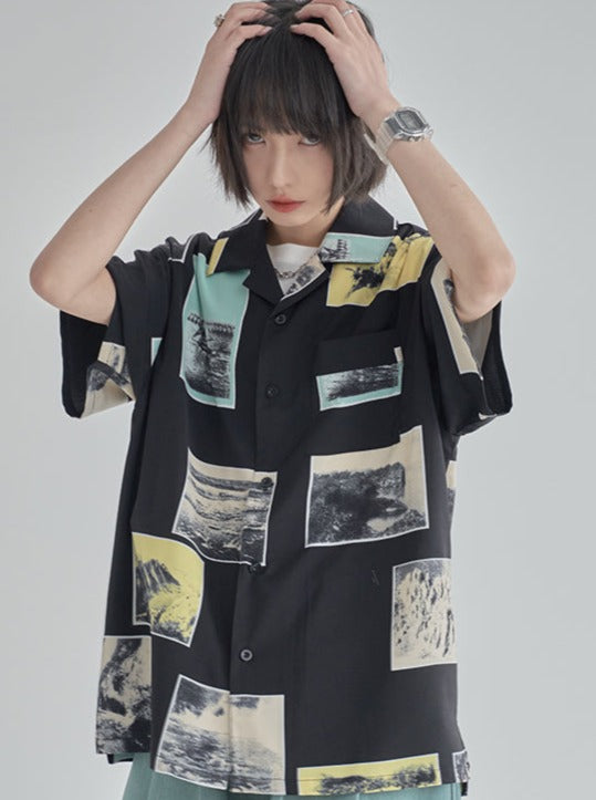 Printed design loose shirt