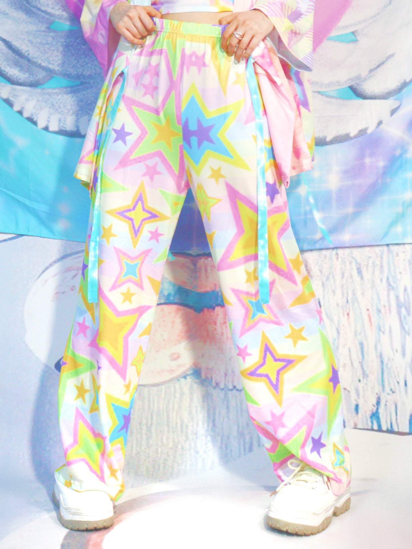 Star Print Pop Wide Leg Pants