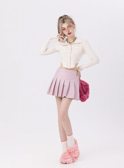 French pink pleated skirt