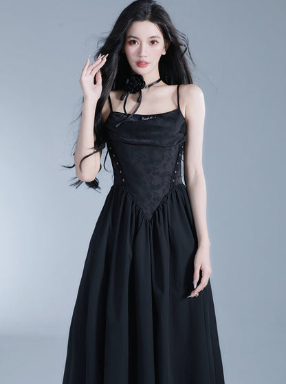 Swing color Suspender long skirt