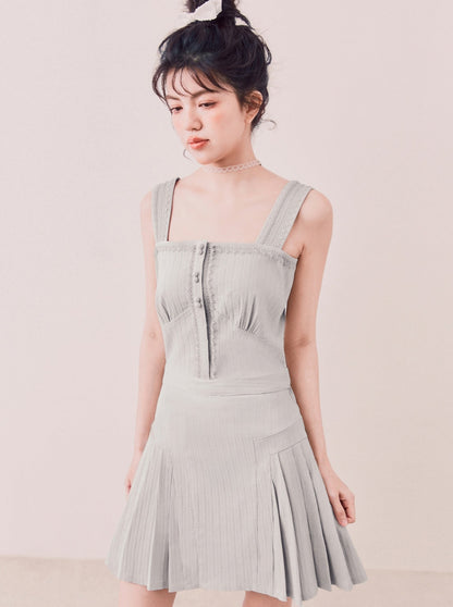 Pleated texture spender dress