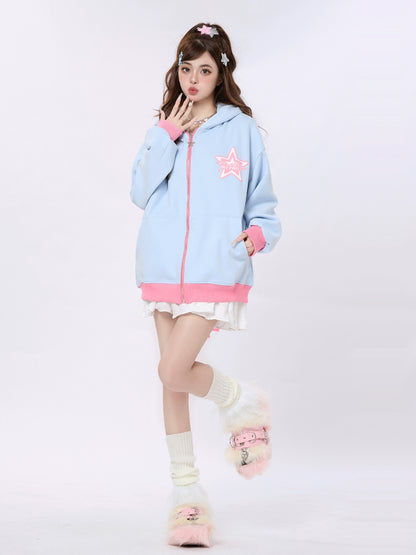 Star Ribbon Design Loose Hoodie