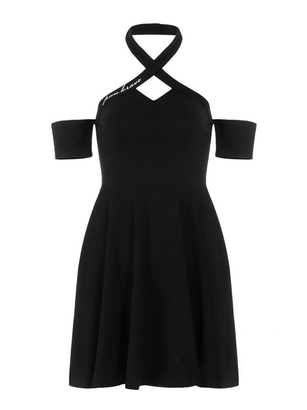 little black neck off shoulder skirt