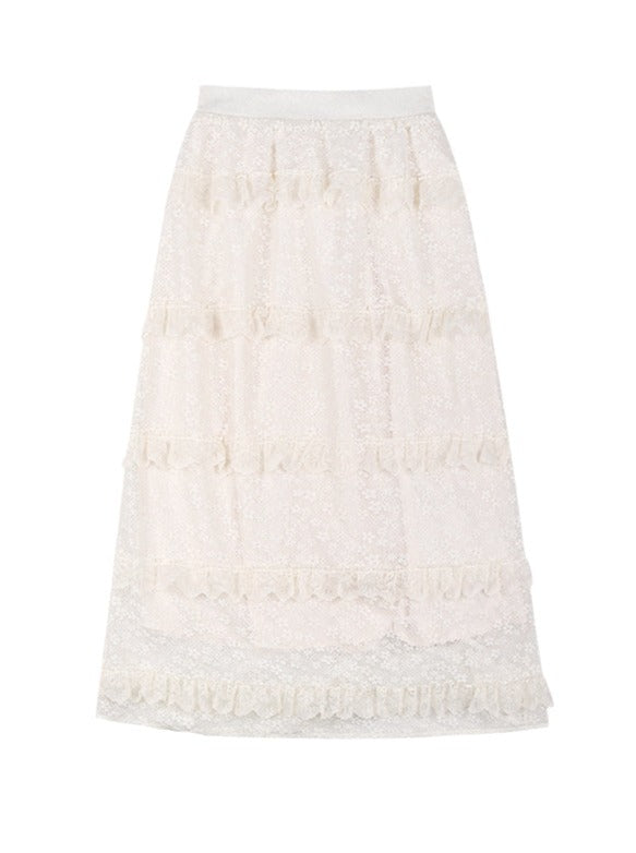 White Chifonty Assed Skirt