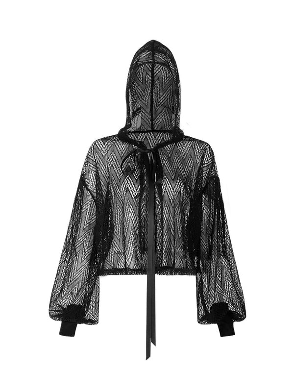 dark mesh summer hooded outerwear