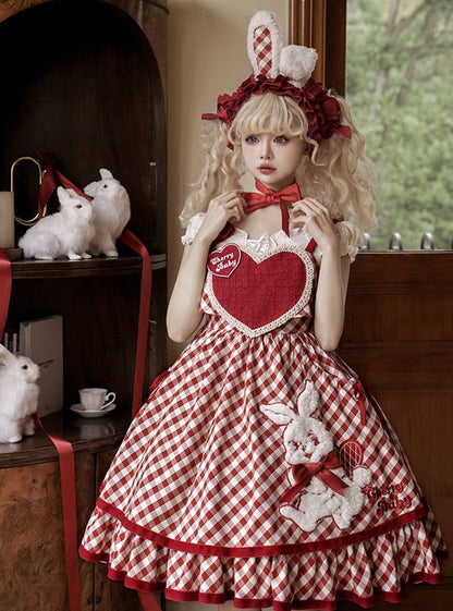 Rabbit check suspender dress