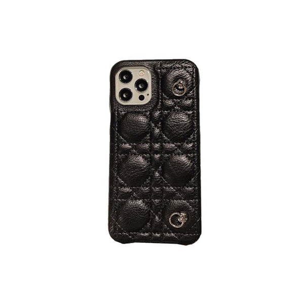 Leather Design Black Silver Strap Smartphone Case