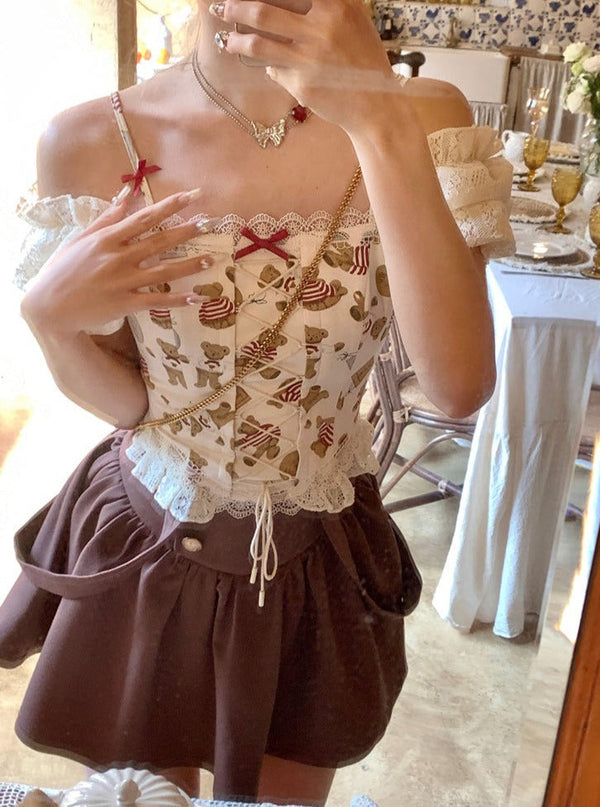 Cute Bear Print Race T -shirt