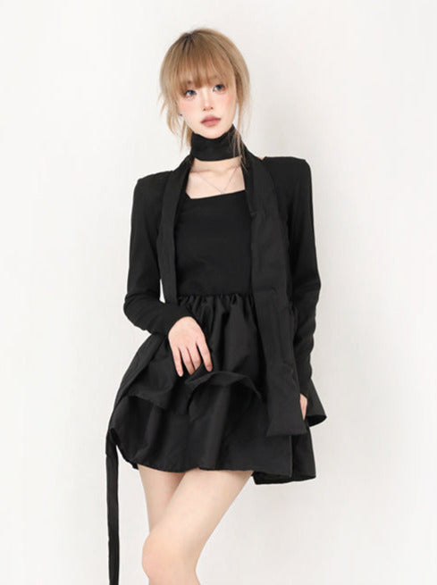 Square Neck Ballerina Taste Tiered Dress + Black Stole