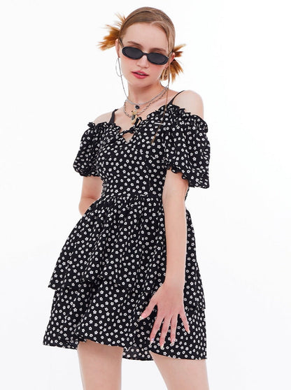 Puff sleeve flower dress