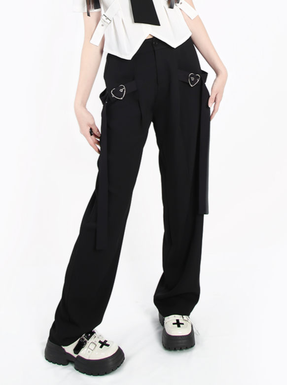 Heart Ring Strap Long Pants