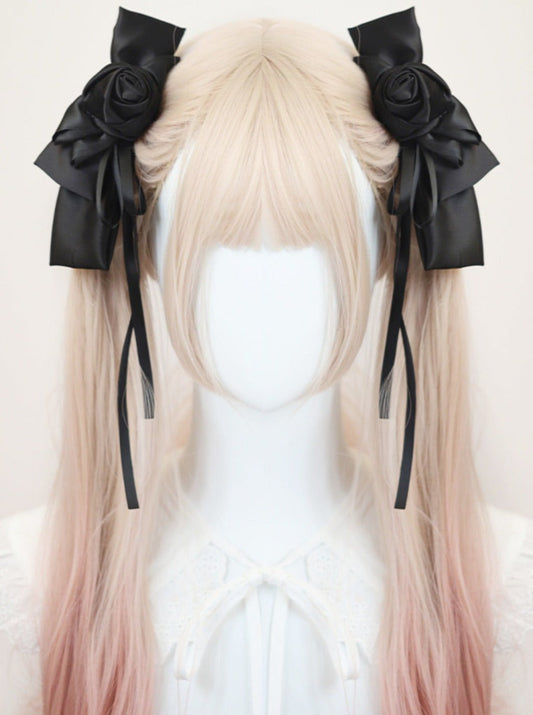 Rose ribbon pair clip hair accessories