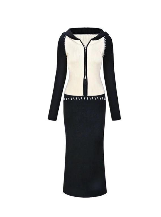 アメリカンホットガールスタイルジップアップトップス＋タイトスカート