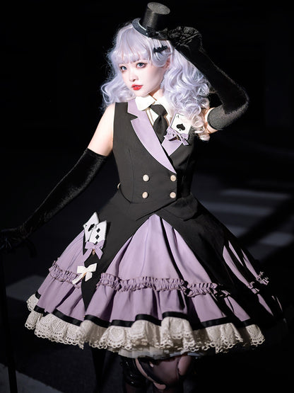 Dieb Tramp Dunkel Gothic Lolita Kleid Krawatte Jacke Setup