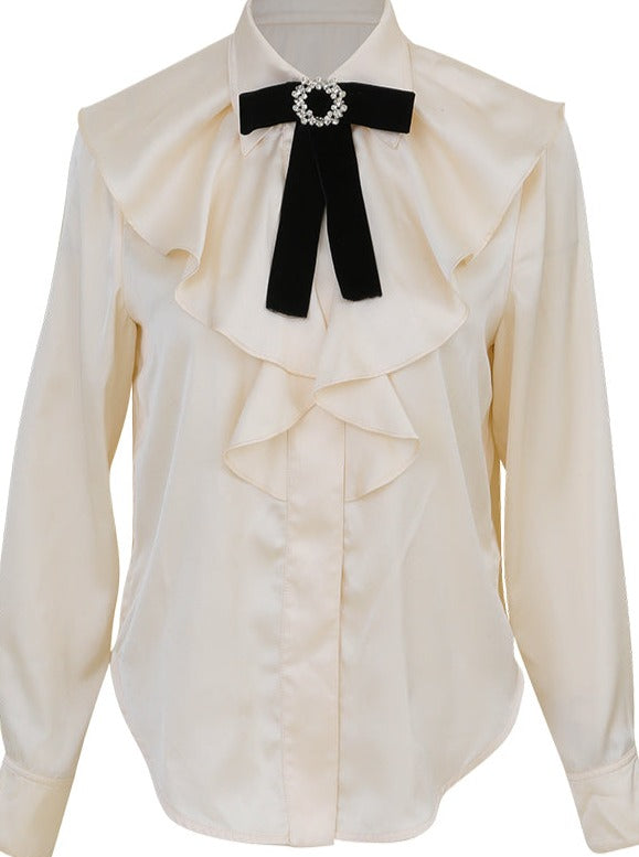 フレンチエレガントリボンブラウス