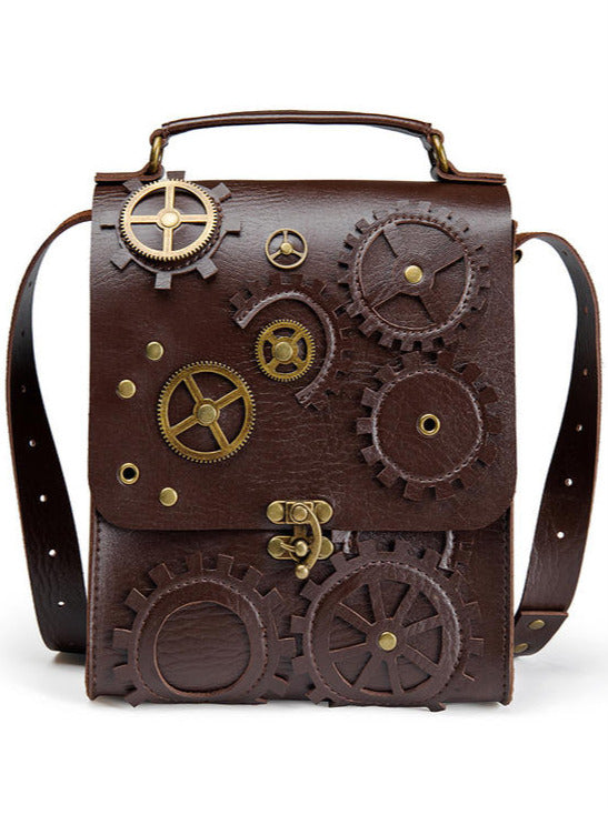 Steampunk antique leather flap back