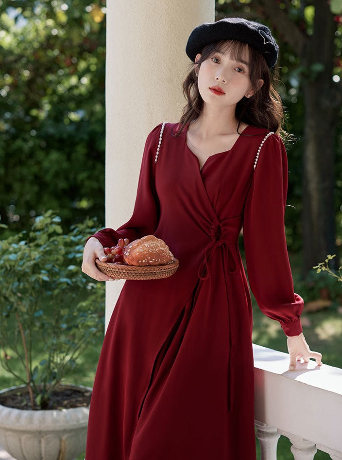 pearl shoulder french dress