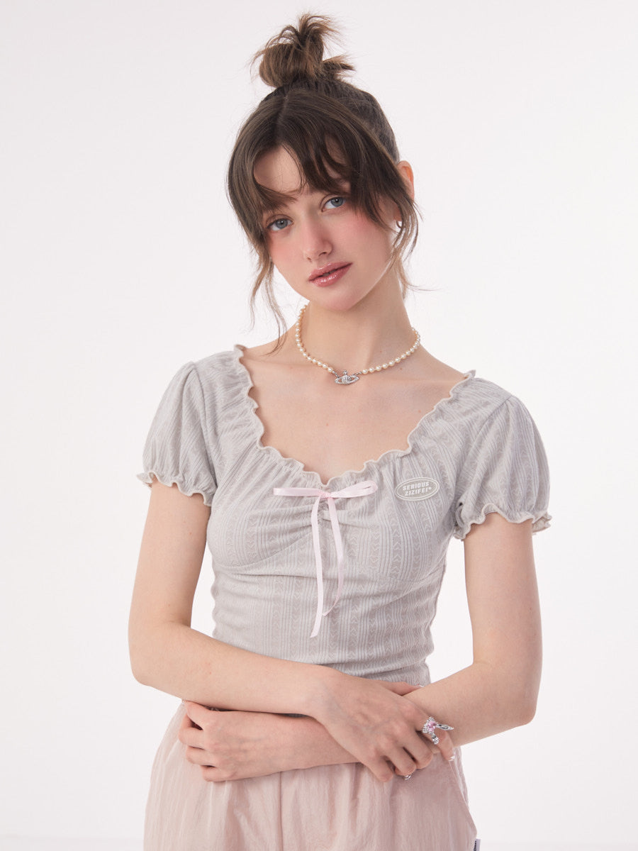 Ritri Ribbon Open Neck Tops