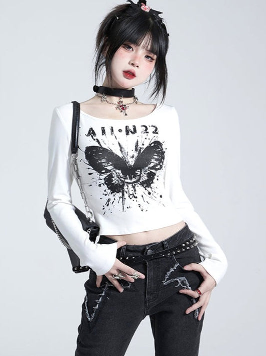 ウンドネックスリムフィットホットガールトップス