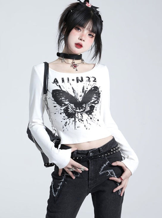 ウンドネックスリムフィットホットガールトップス