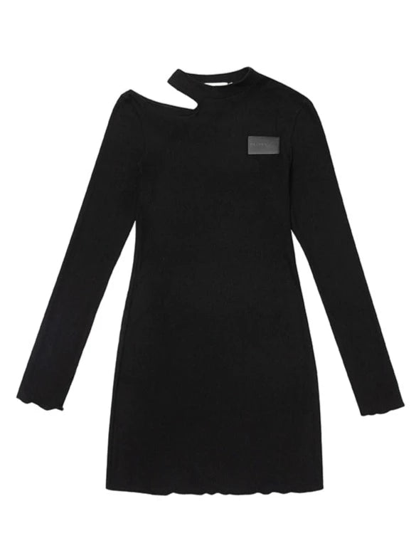 Asymmetrical Design Knit Tight Dress