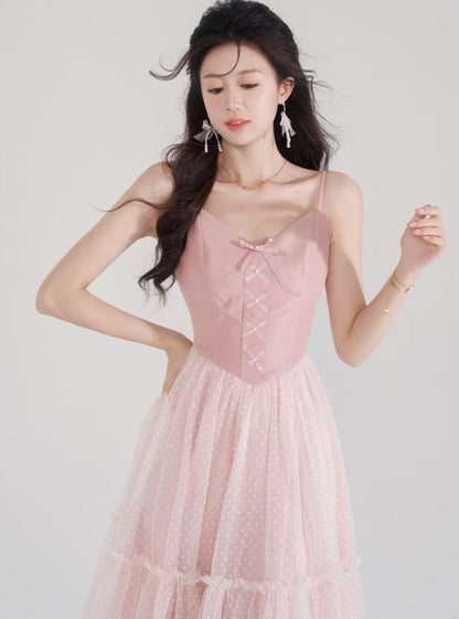 Princess mesh long skirt tea break dress