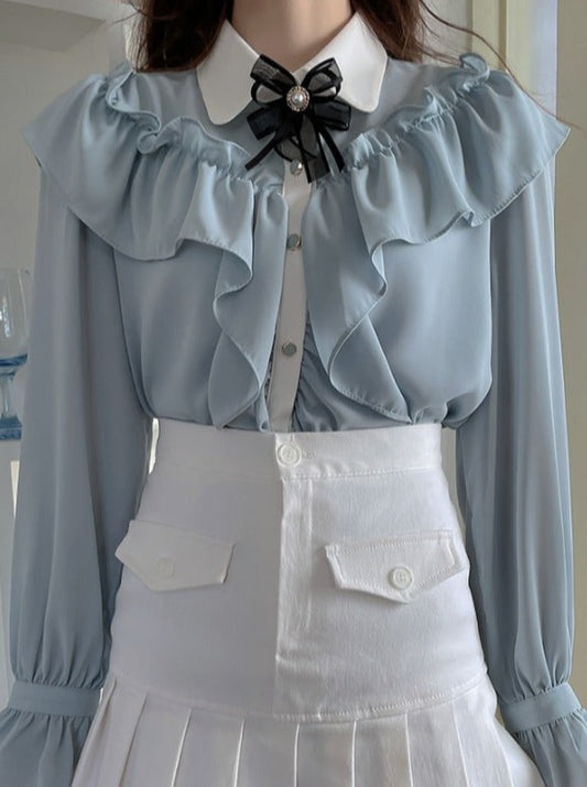 シフォンリボンフリルシャツ