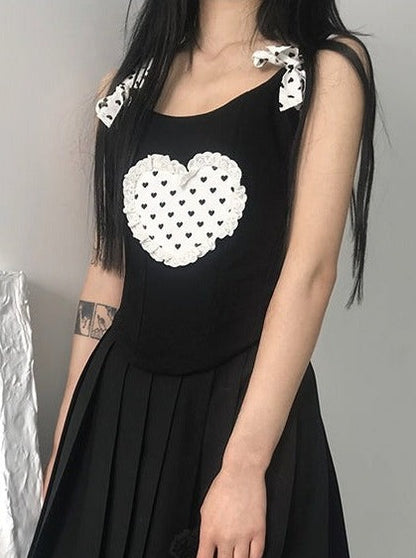 Dot Frill Heart Suspender Top