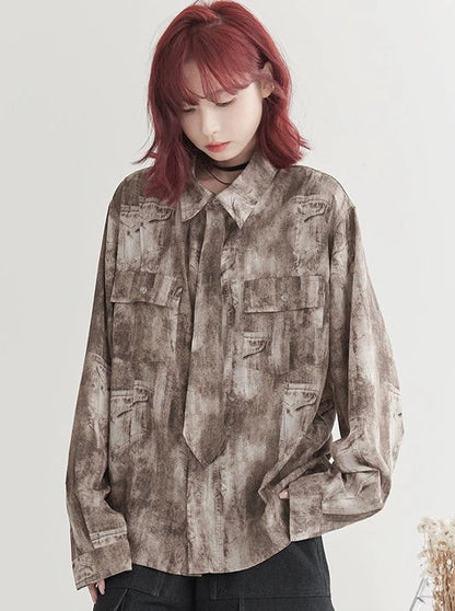 Street tie-dye loose long sleeve shirt