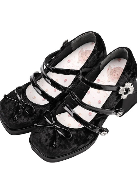 Little Ribbon Velvet Platform High Heel