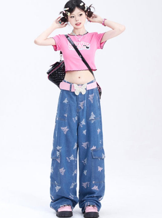 Butterfly Loose Over Y2K Pants