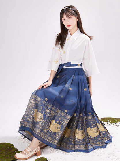 cat flower cheongsam magic skirt