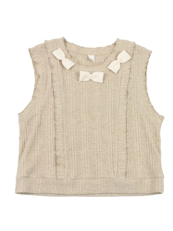 Ribbon Rice Collar Knit Vest