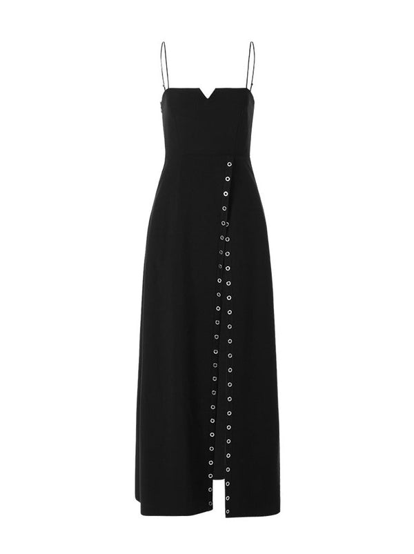 アイレットスリットブラックキャミワンピース