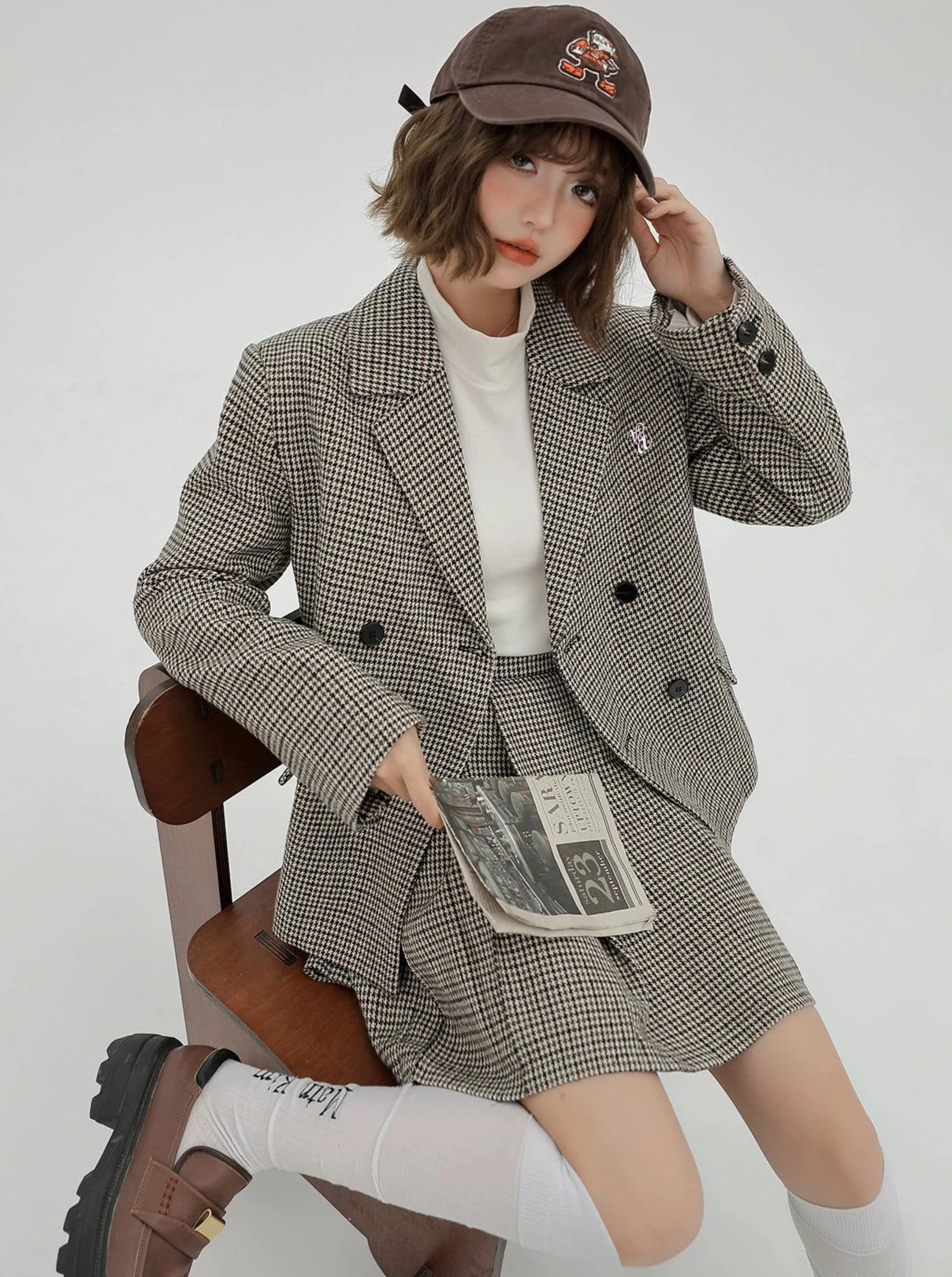 Retro Casual Jacket + Short Skirt