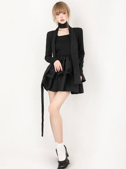 Square Neck Ballerina Taste Tiered Dress + Black Stole