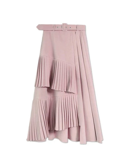 Asymmetrical Ruffle French Long Skirt