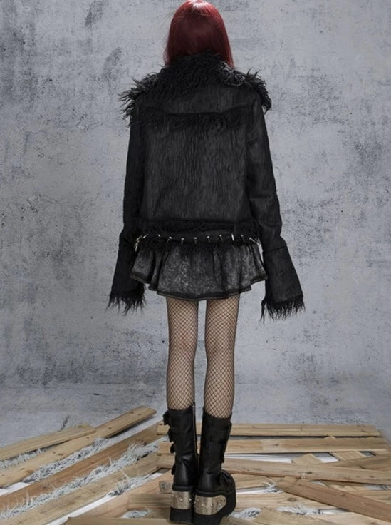 Mode Black Reversible Fur Coat