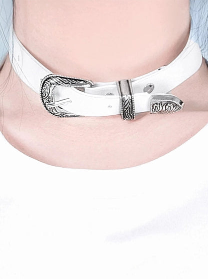 Metal Leather Buckle Choker