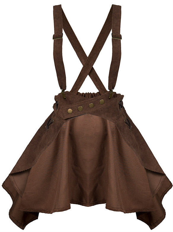 蒸汽朋克艺术品咖啡棕色灯芯绒骚气短裙