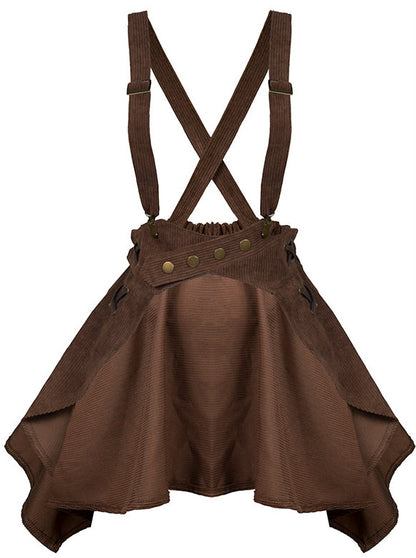蒸汽朋克艺术品咖啡棕色灯芯绒骚气短裙