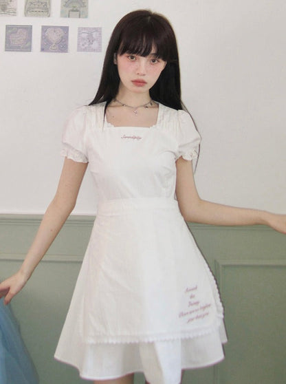 Girly doll embroidery lace apron dress