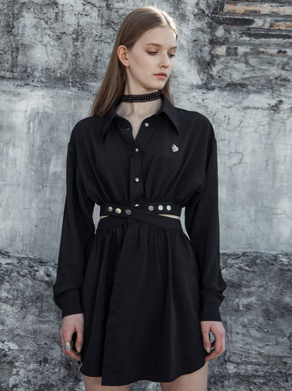 Punk waist slim A-line dress setup