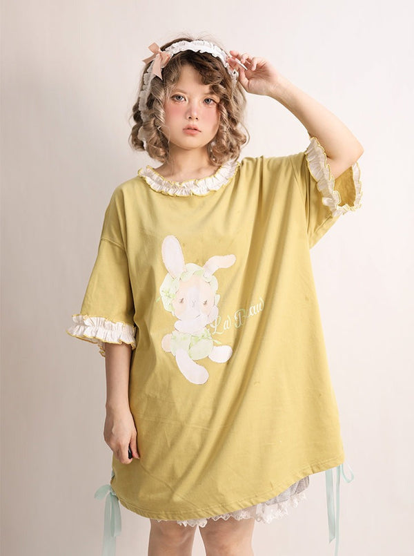 Colorful frillbic T -shirt