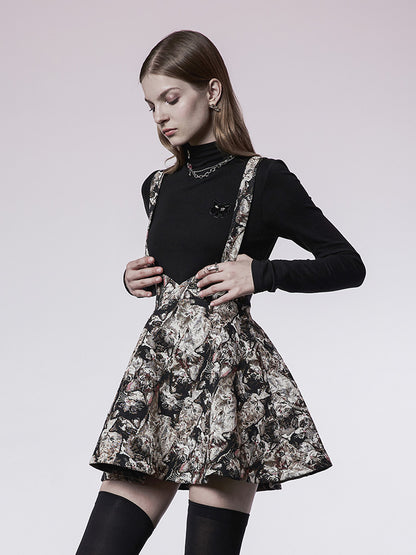 High waist A-line vintage sass skirt [sheer cat pure black cat jacquard]