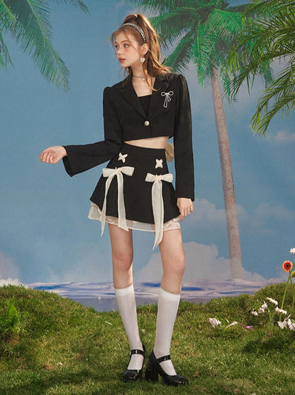 Ag Ribbon Short Jacket + Double Ribbon Skirt